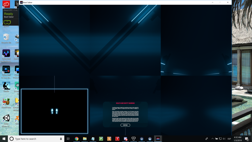 Beat Saber windowed mode at correct resolution 3240x2160 with space at sides