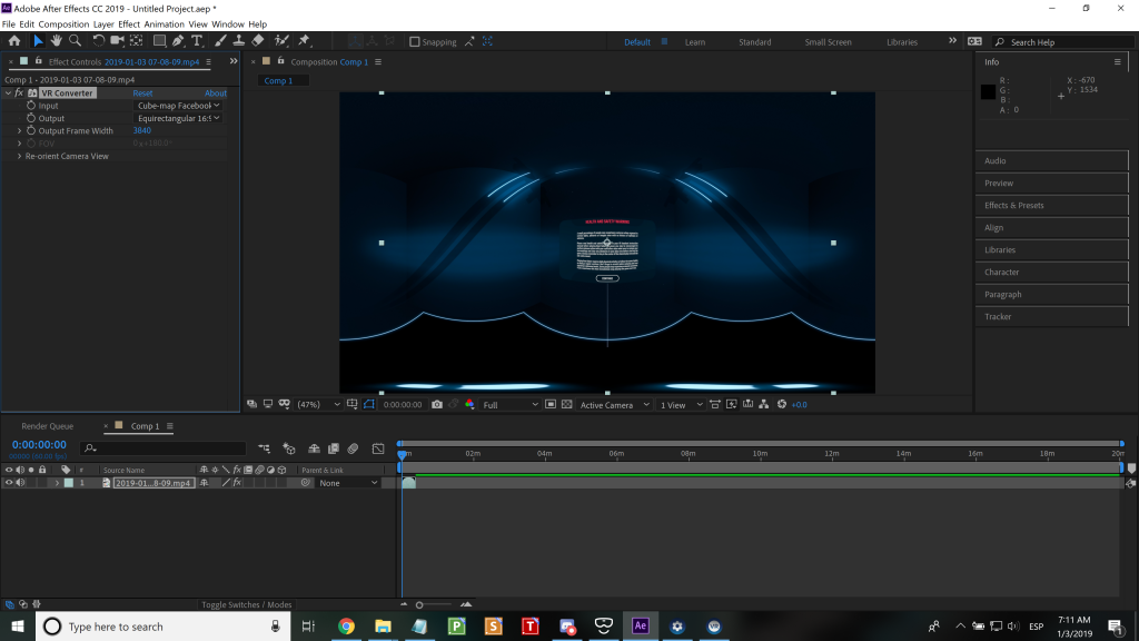 After Effects Convert Beat Saber cubemap to equirectangular 360